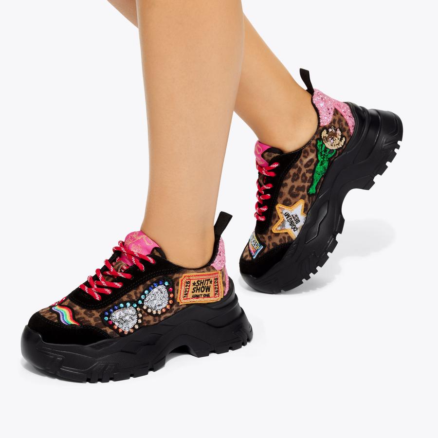 KR PUMP RUNNER Leopard Print Suede Sneaker by Kurt Geiger London