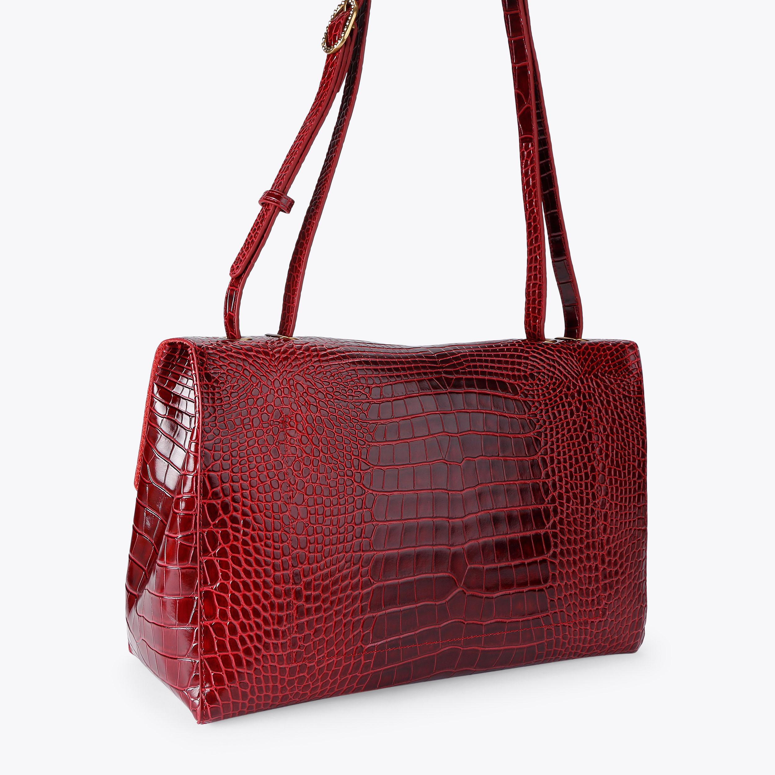 CHELSEA LG SLOUCH FLAP Red Croc Leather Shoulder Bag by Kurt
