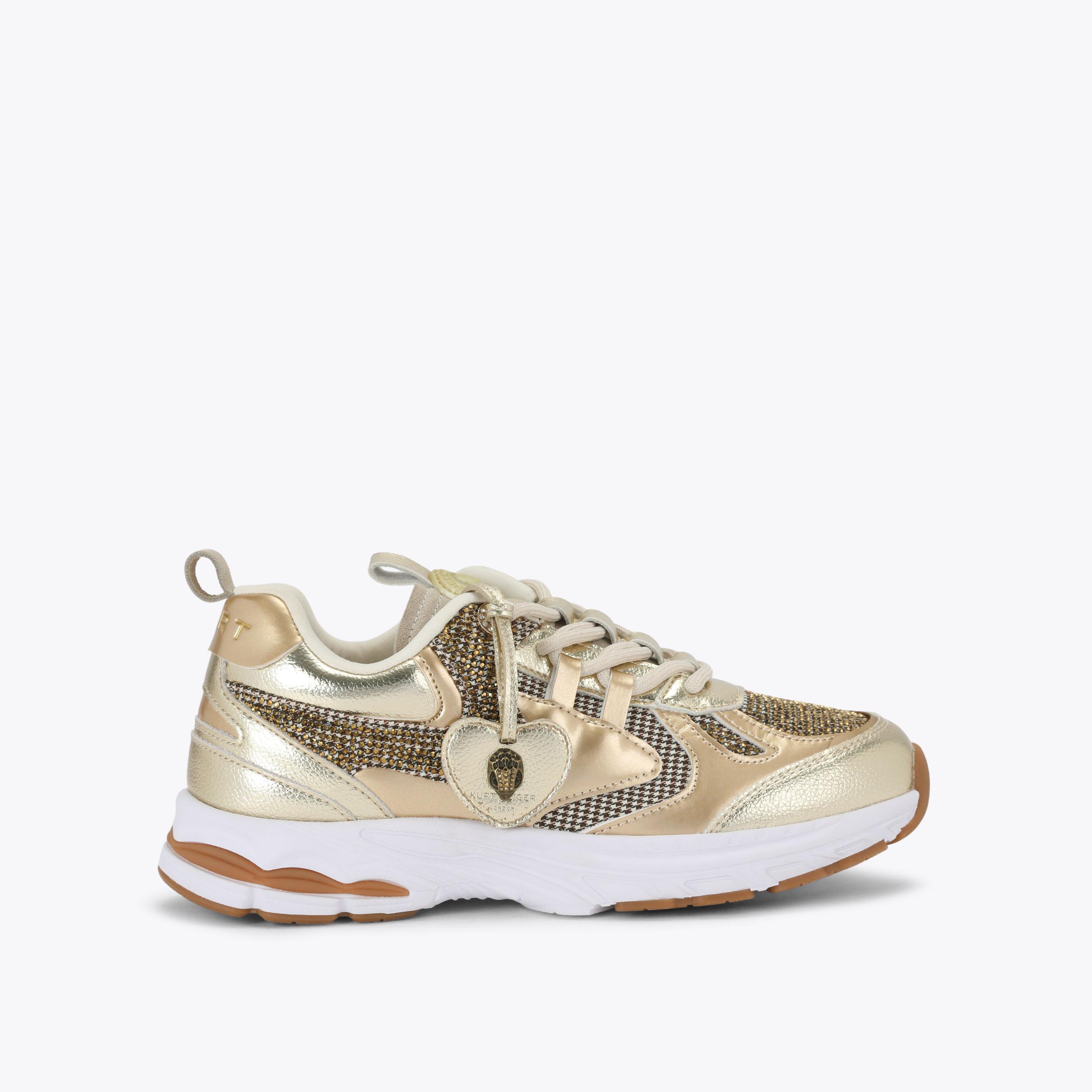 BROADWICK SNEAKER Gold Fabric Mesh Sneaker by Kurt Geiger London