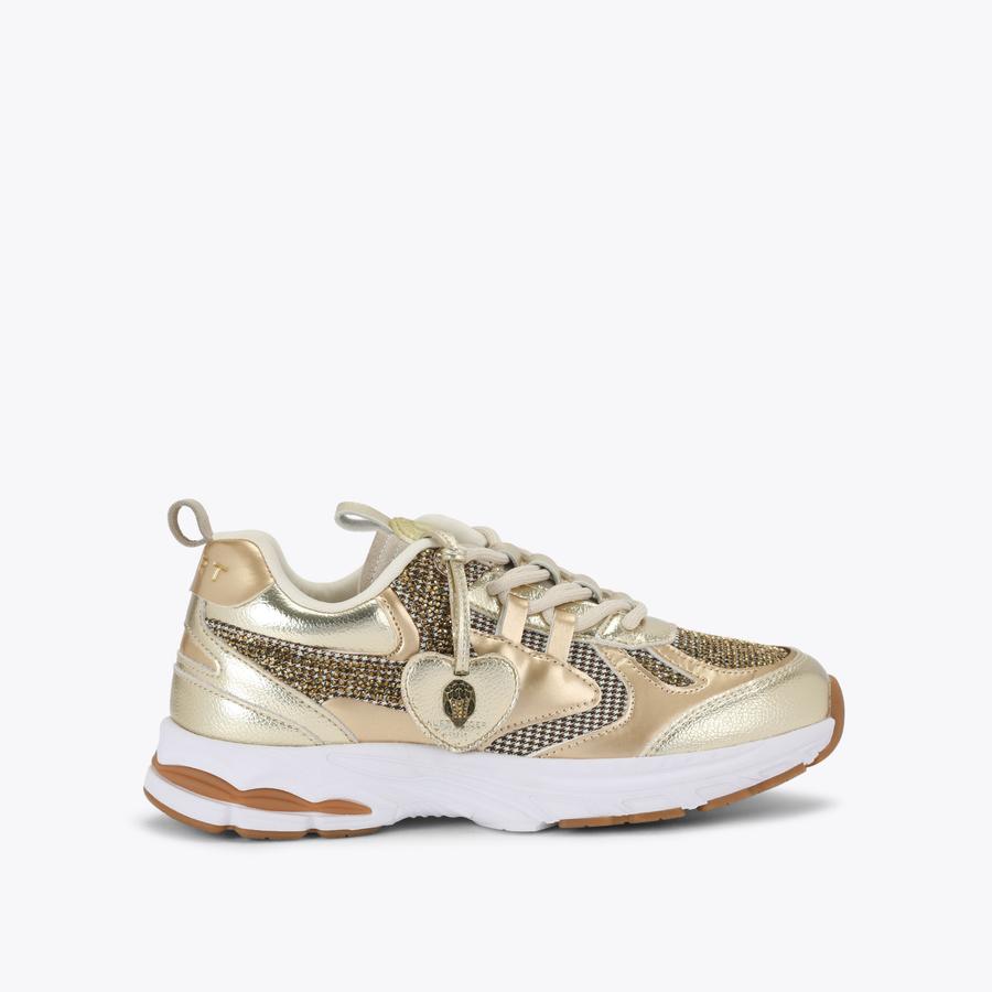 BROADWICK SNEAKER Gold Fabric Mesh Sneaker by Kurt Geiger London