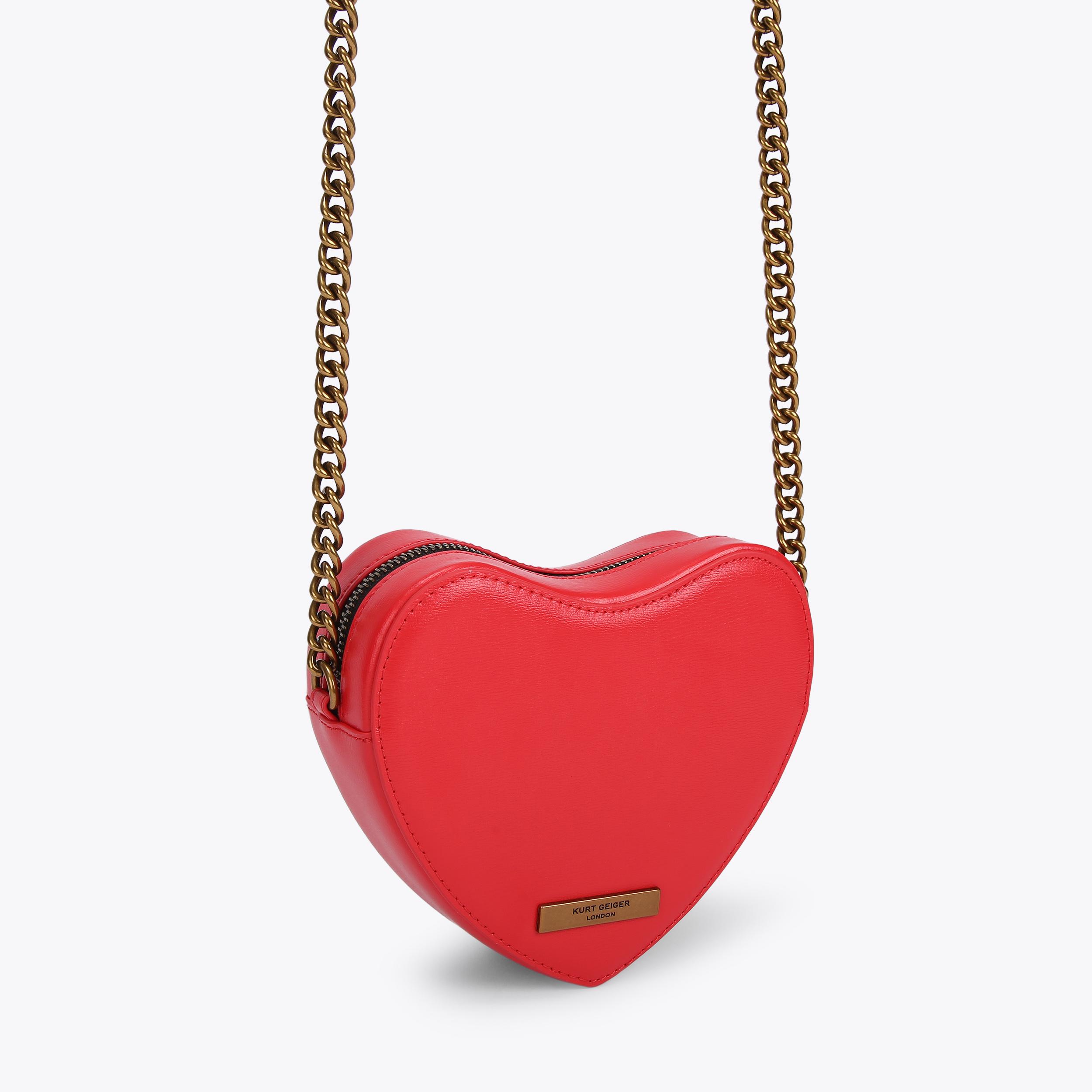 KENSINGTON HEART X BODY Red Smooth Leather Heart Cross Body