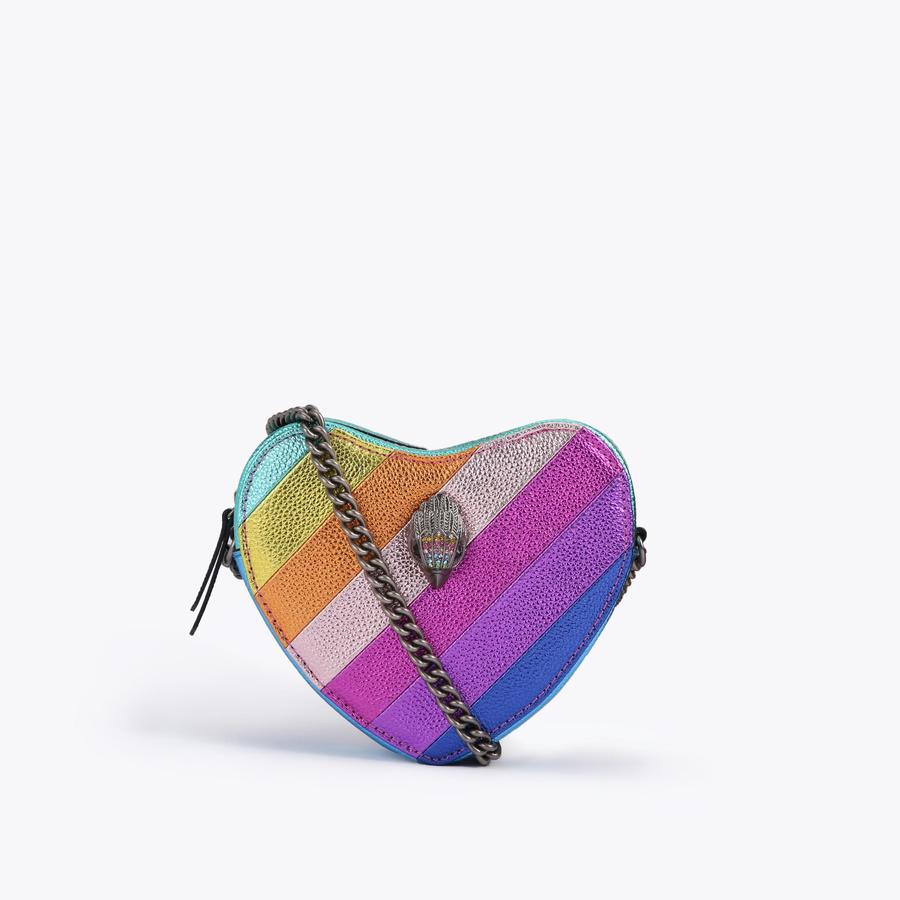 KENSINGTON HEART X BODY Rainbow Heart Leather Cross Body Purse by KURT GEIGER LONDON