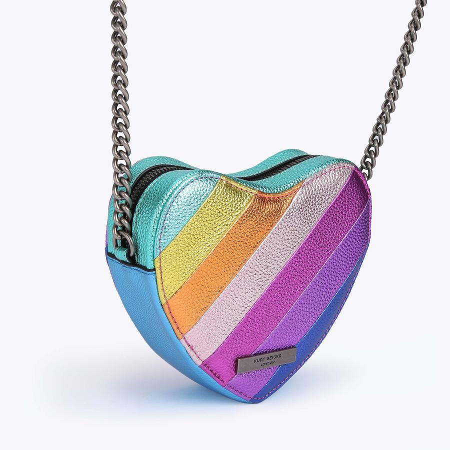 【YEGG】 Heart padding bag ♥2colors KENSINGTON HEART X BODY Rainbow Heart Leather Cross Body