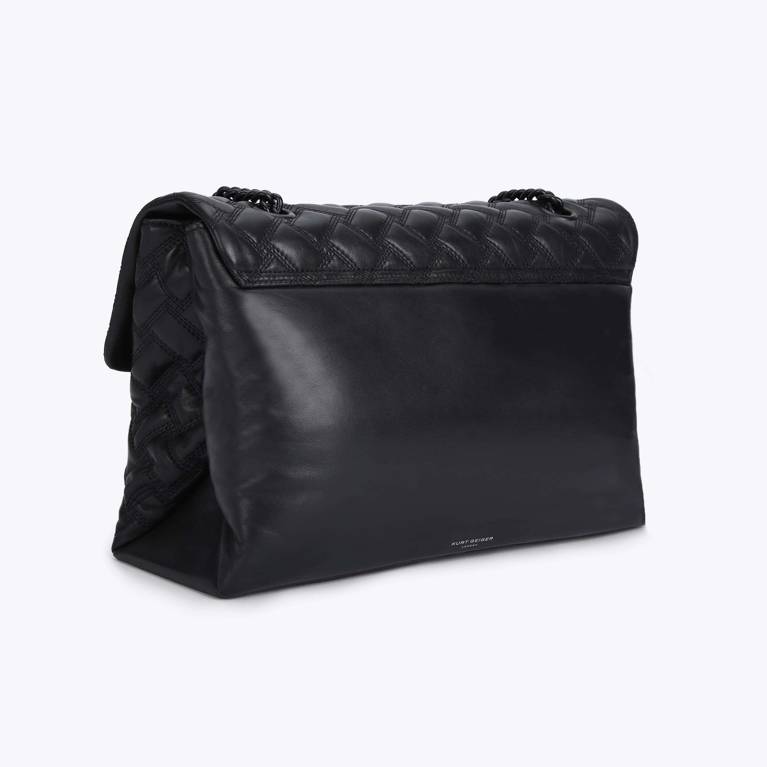 Xxl Kensington Drench Black Quilted Leather Oversized Shoulder Purse By Kurt Geiger London 4329