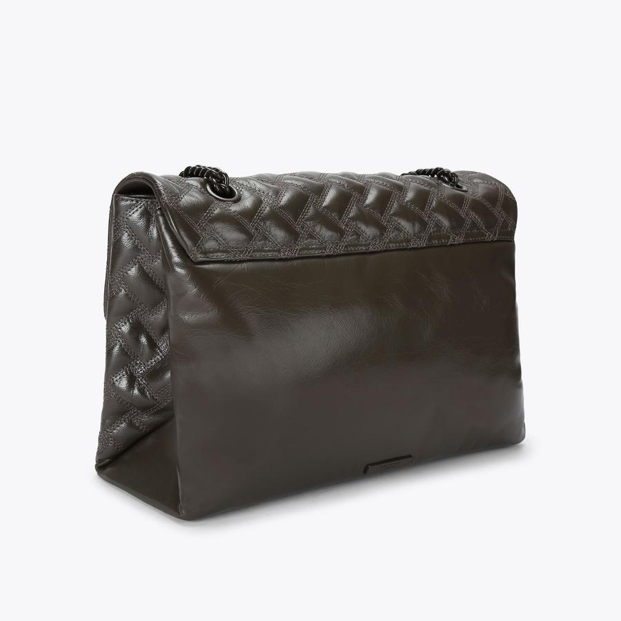 XXL KENSINGTON DRENCH Brown Leather Shoulder Bag by KURT GEIGER LONDON