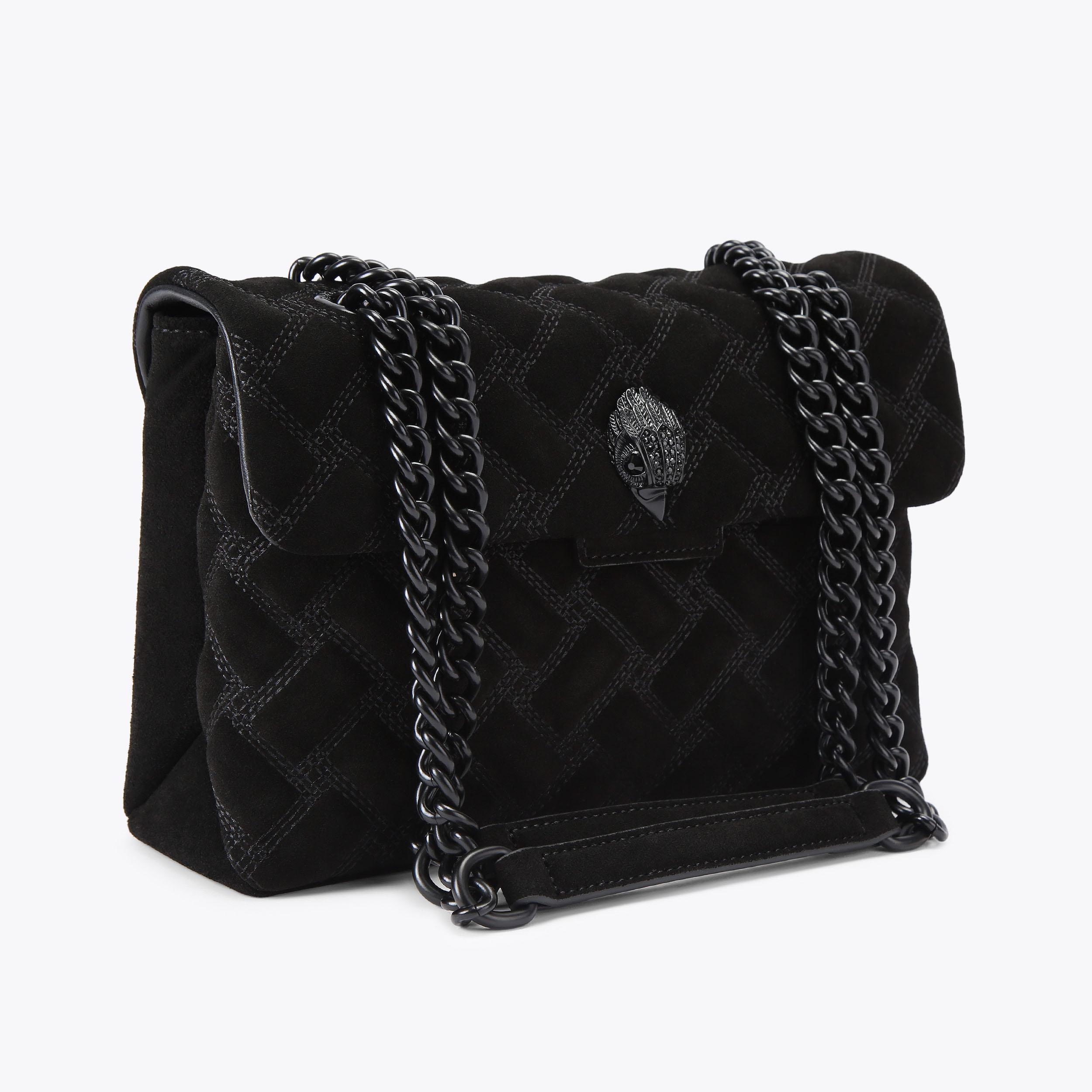 KENSINGTON BAG DRENCH Black Suede Shoulder Bag by Kurt Geiger London