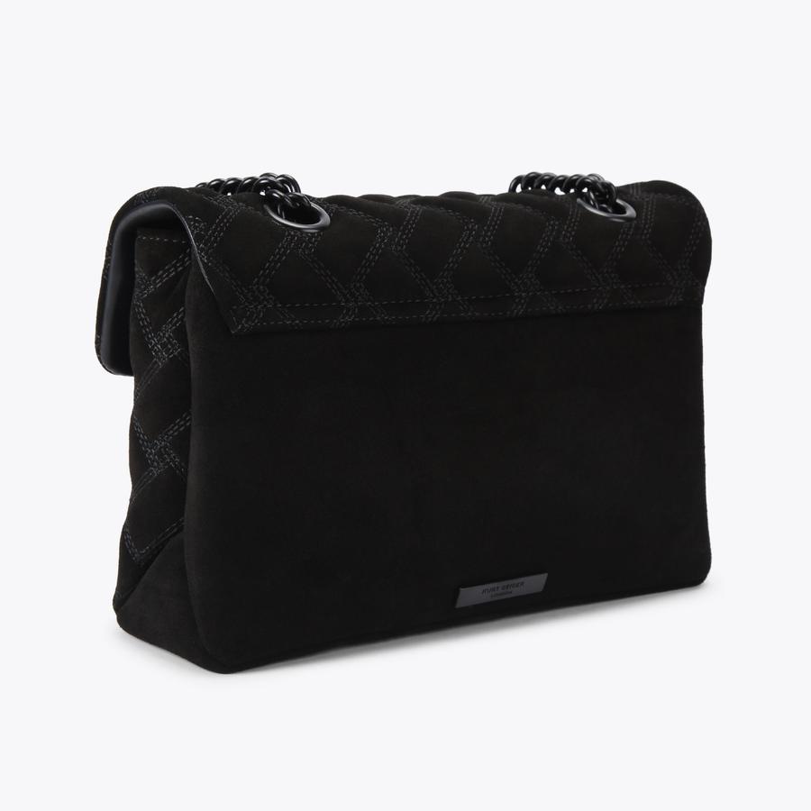 KENSINGTON BAG DRENCH Black Suede Shoulder Bag by Kurt Geiger London