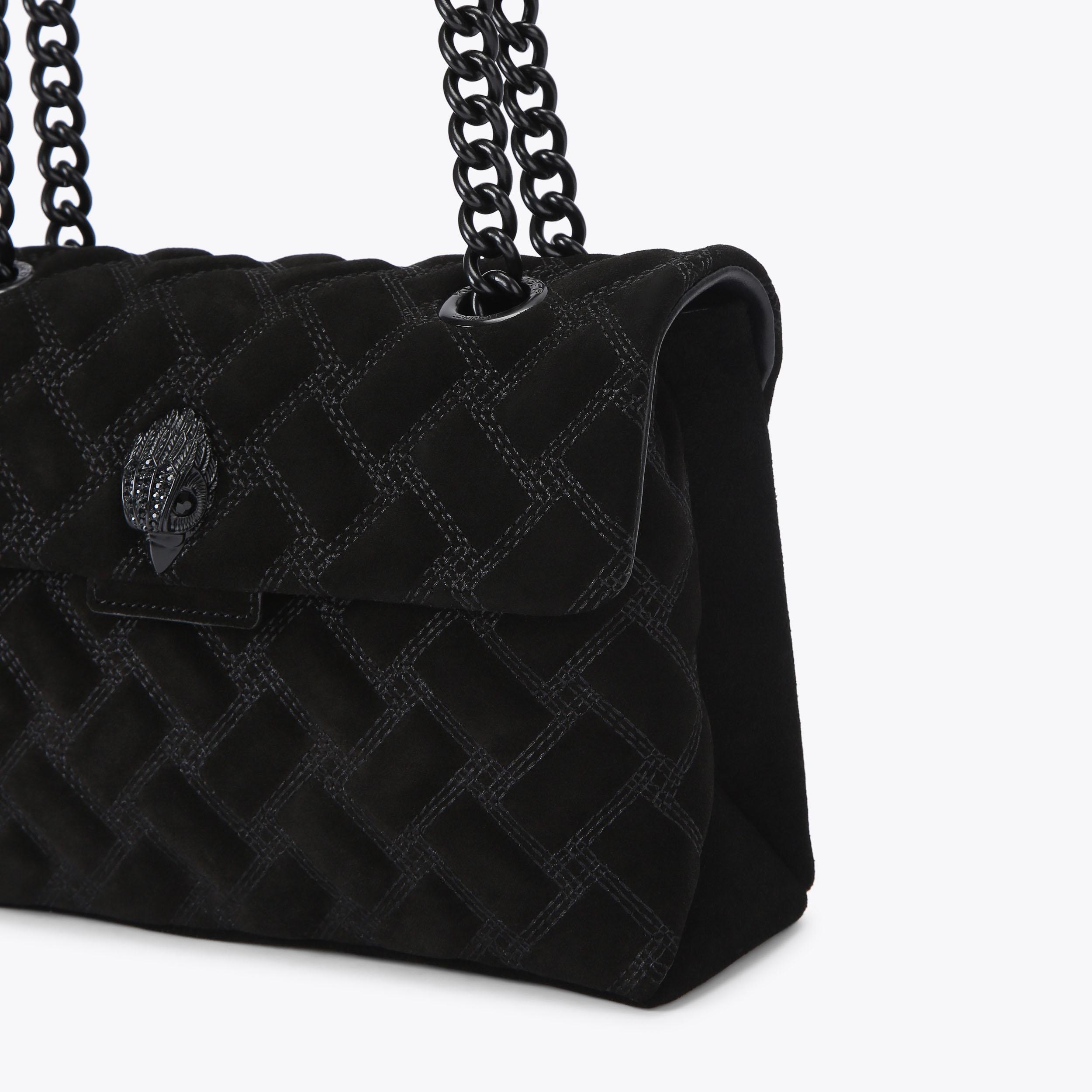 KENSINGTON BAG DRENCH Black Suede Shoulder Bag by Kurt Geiger London