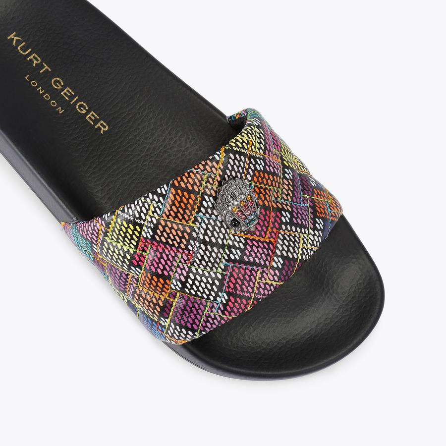 【 】カートジェイガー Meena Eagle Sandal MEENA EAGLE Metallic Stripe Quilt Eagle Sliders by KURT