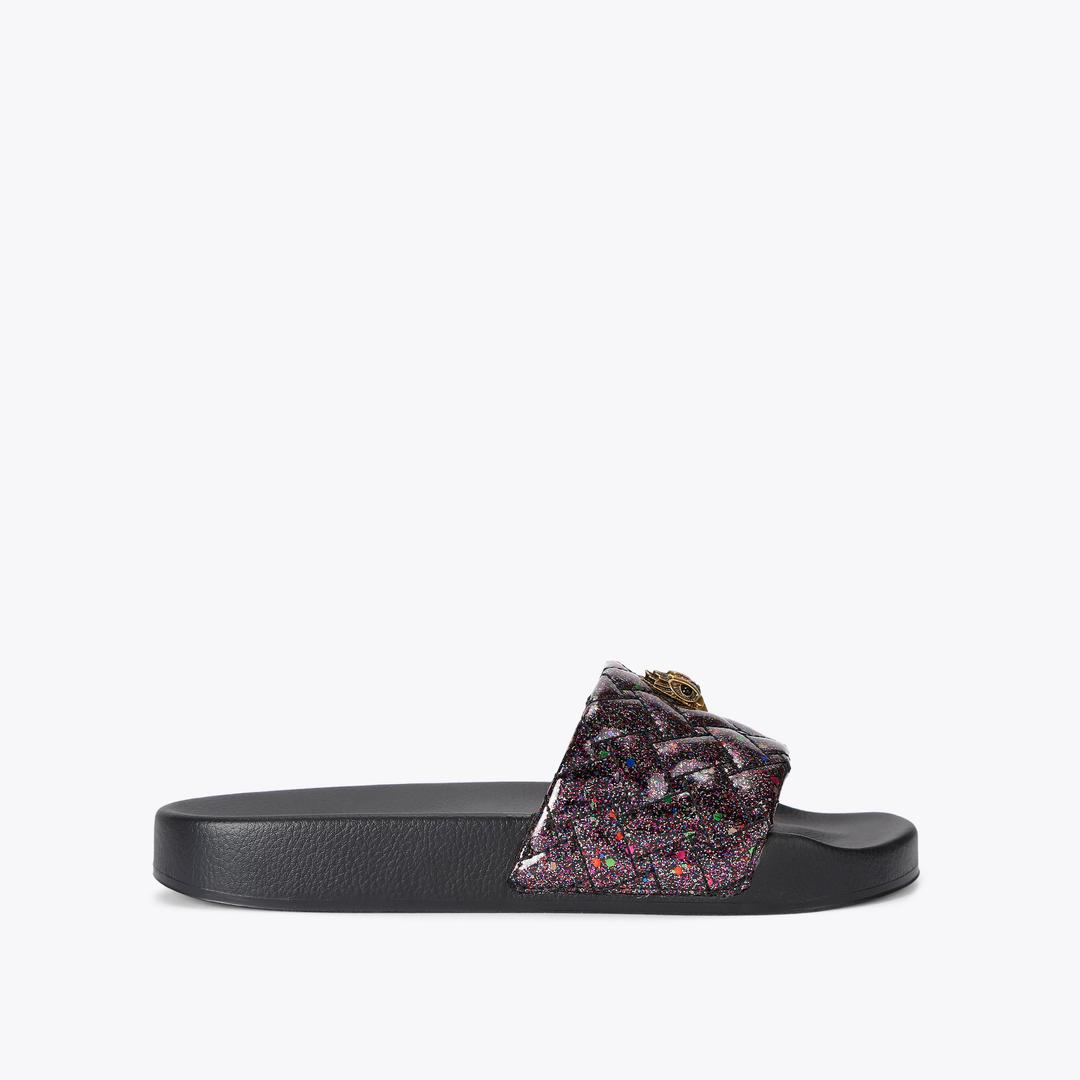 MEENA EAGLE Black Glitter Slip On Sandal by Kurt Geiger London — Kurt Geiger London