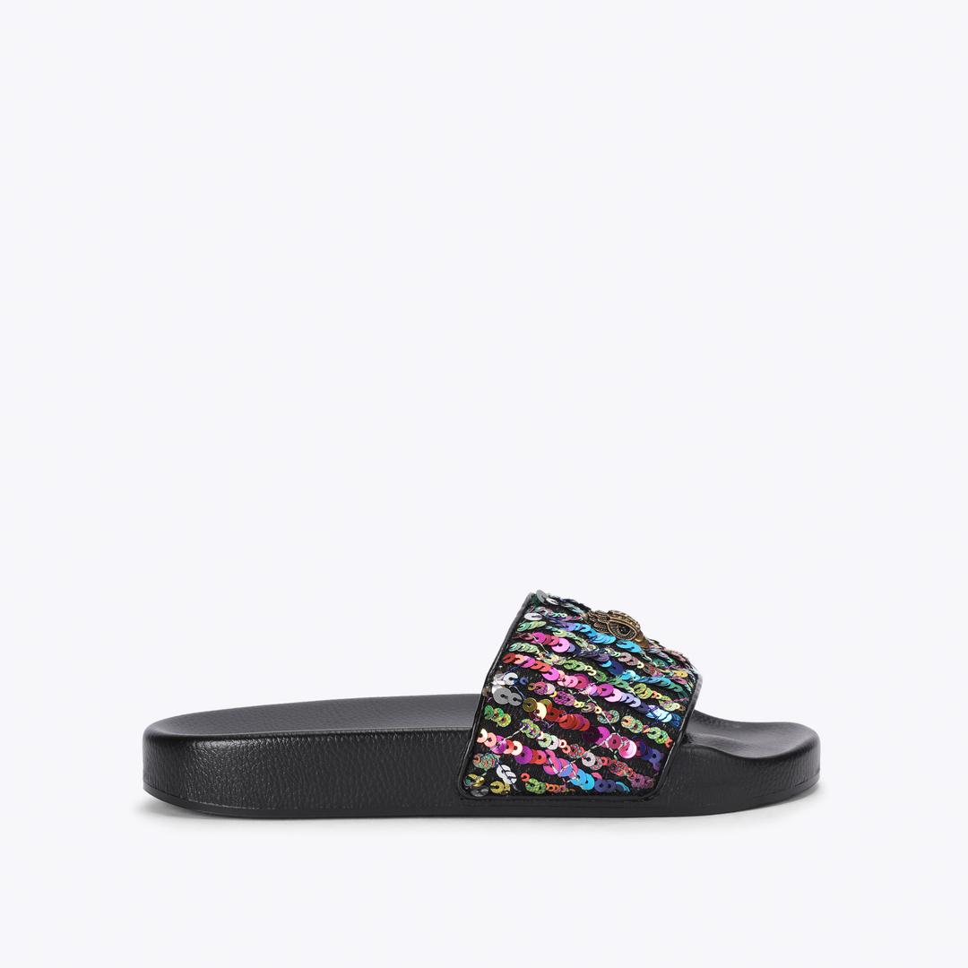 MEENA EAGLE Black Sequin Slip On Sandal by Kurt Geiger London — Kurt Geiger London