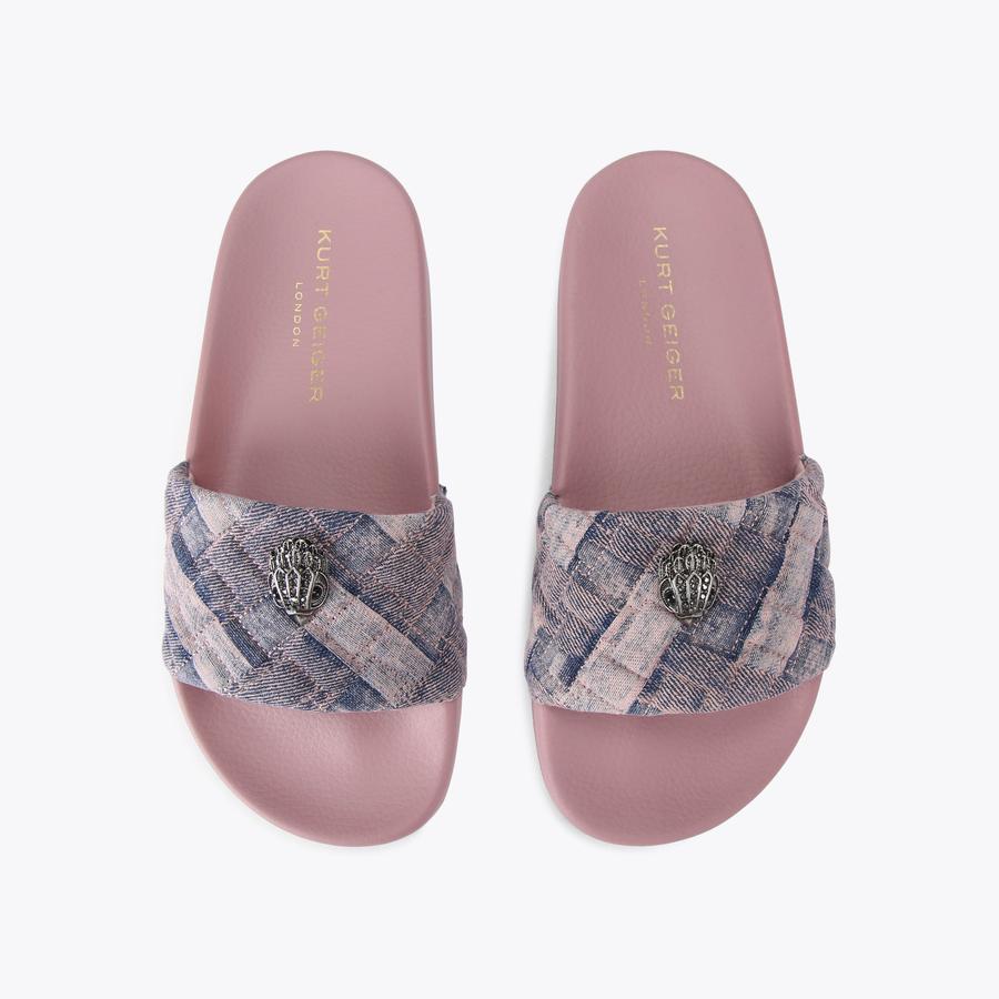 MEENA EAGLE Pink Bleach Denim Slide Sandal by KURT GEIGER LONDON