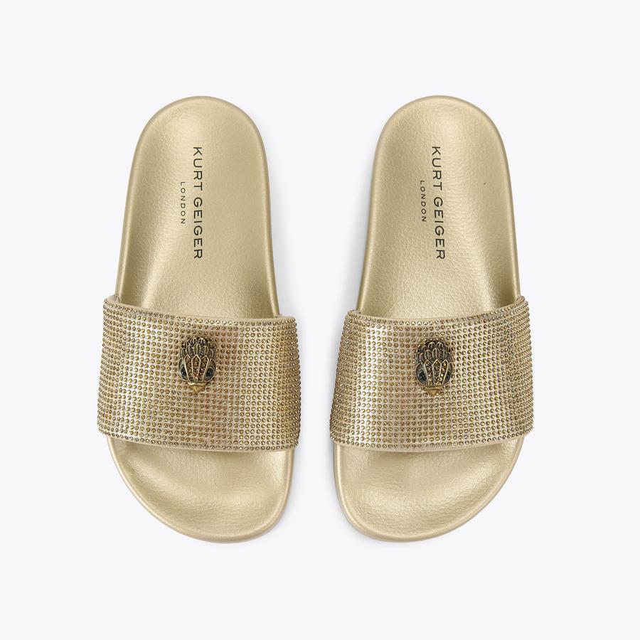 MEENA EAGLE Gold Crystal Slip On Sandal by KURT GEIGER LONDON
