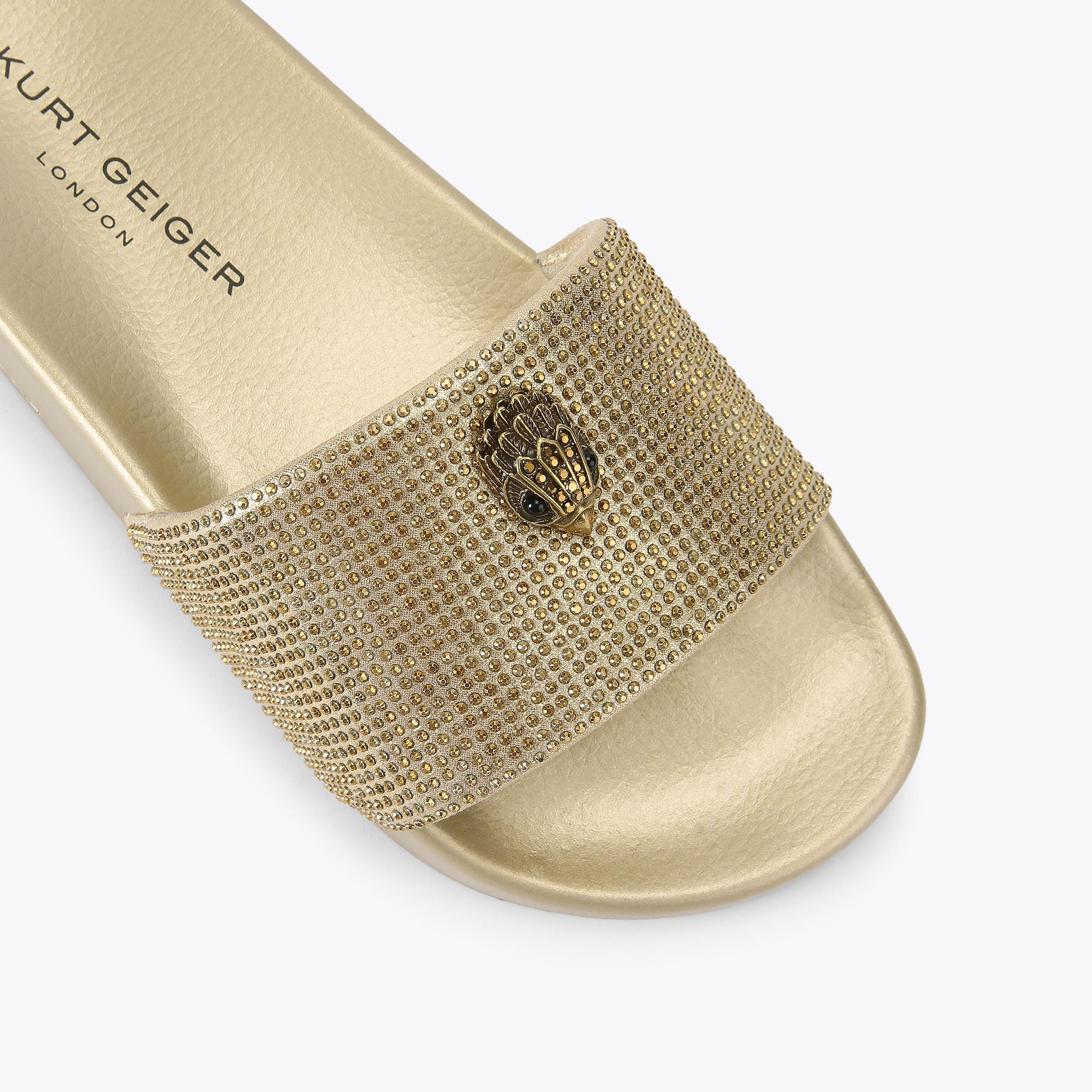 サンダル・ミュール MEENA EAGLE CASUAL SANDALS MEENA EAGLE Metallic Stripe Quilt Eagle Sliders by KURT