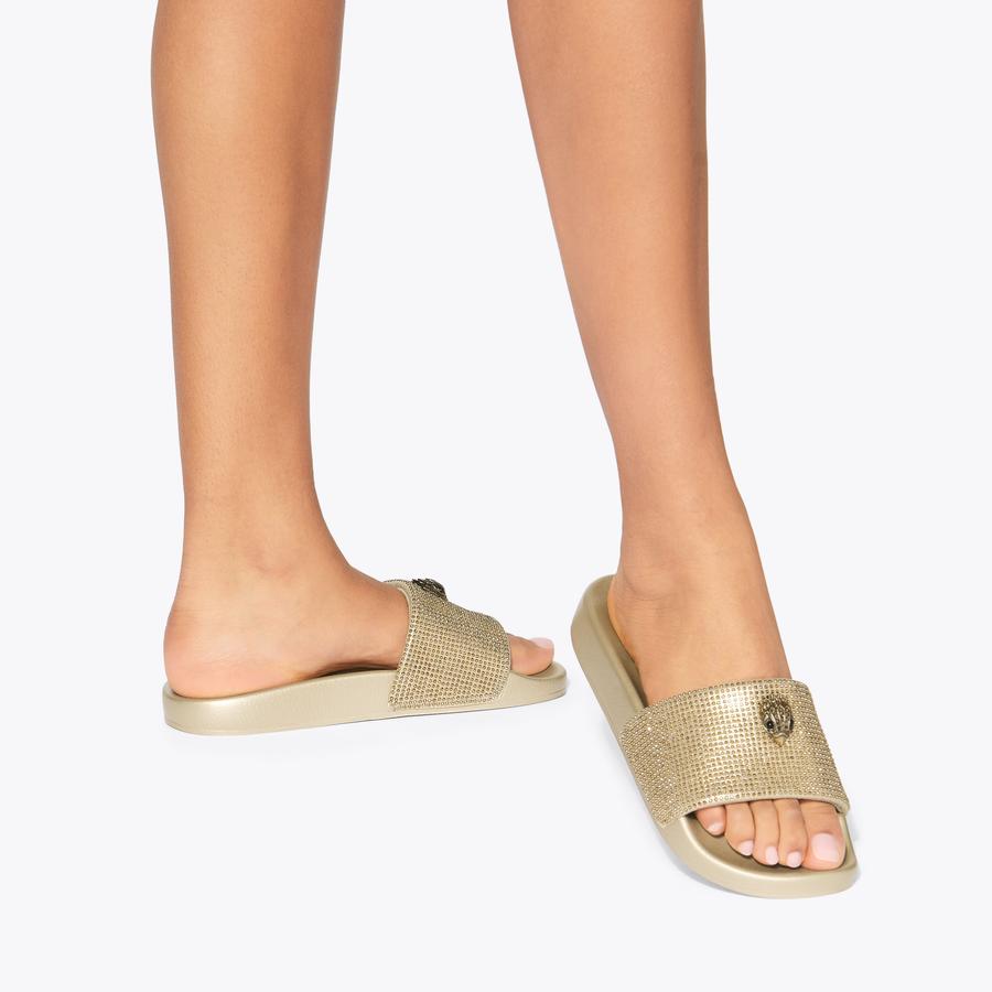 サンダル・ミュール MEENA EAGLE CASUAL SANDALS MEENA EAGLE Metallic Stripe Quilt Eagle Sliders by KURT