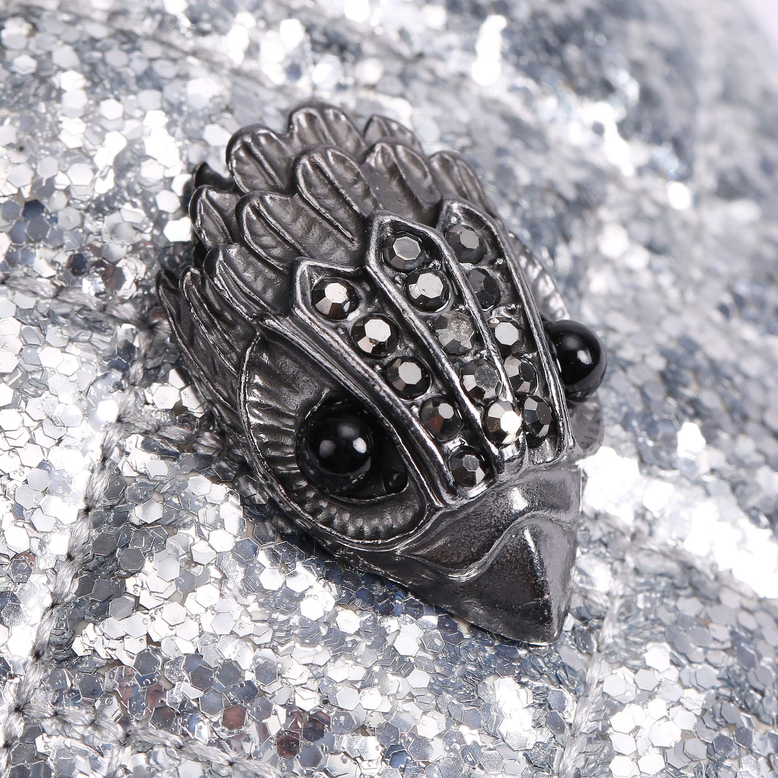 Kurt Geiger London Crystal Eagle Head Princess Tiara Silver CZ NEW CRYSTAL EAGLE RING Eagle Head Ring by KURT GEIGER LONDON main image 3