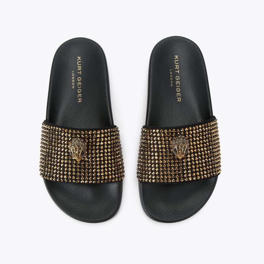 サンダル・ミュール MEENA EAGLE CASUAL SANDALS MEENA EAGLE Metallic Stripe Quilt Eagle Sliders by KURT