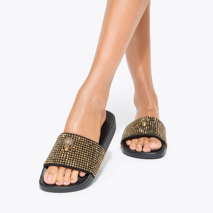 サンダル・ミュール MEENA EAGLE CASUAL SANDALS MEENA EAGLE Metallic Stripe Quilt Eagle Sliders by KURT