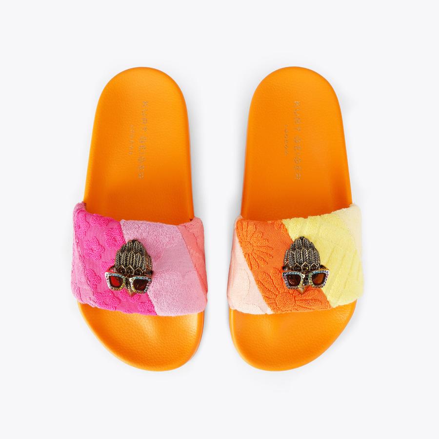 MEENA EAGLE Orange Terry Towelling Slip On Sandal by Kurt Geiger
