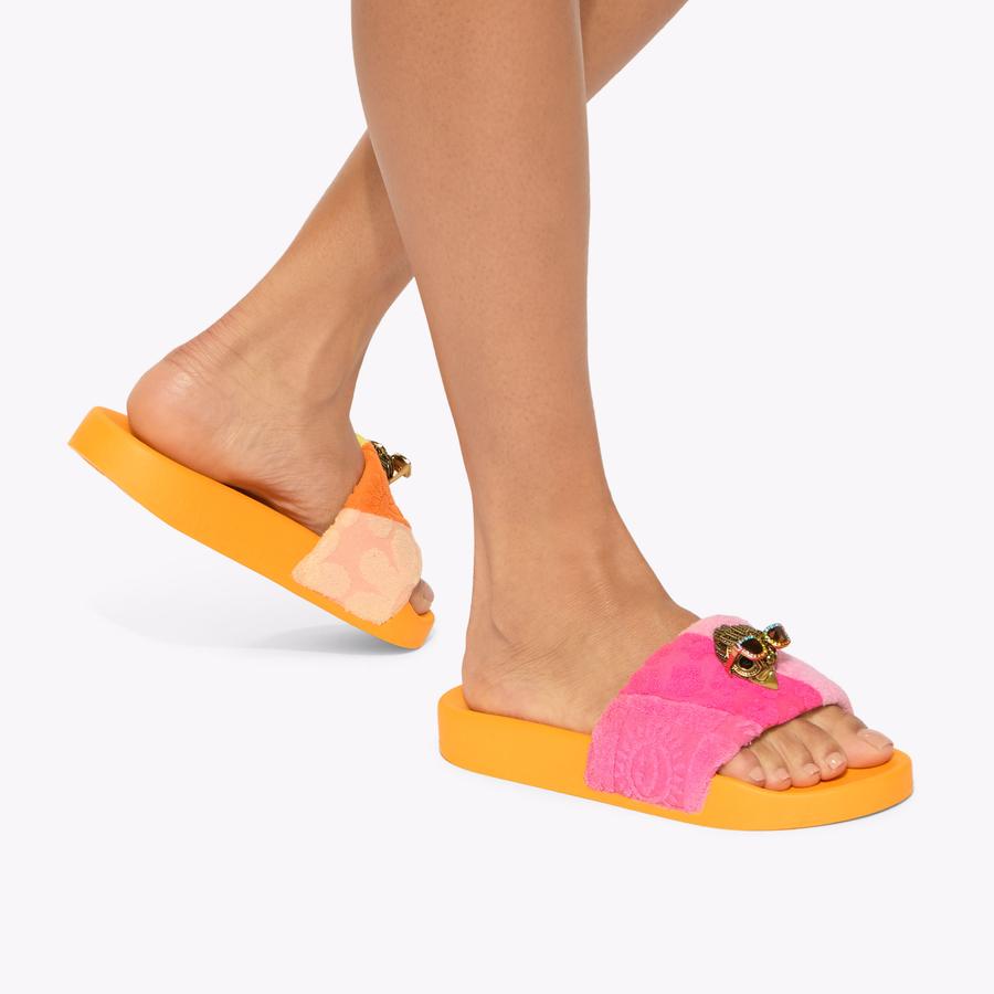 MEENA EAGLE Orange Terry Towelling Slip On Sandal by Kurt Geiger