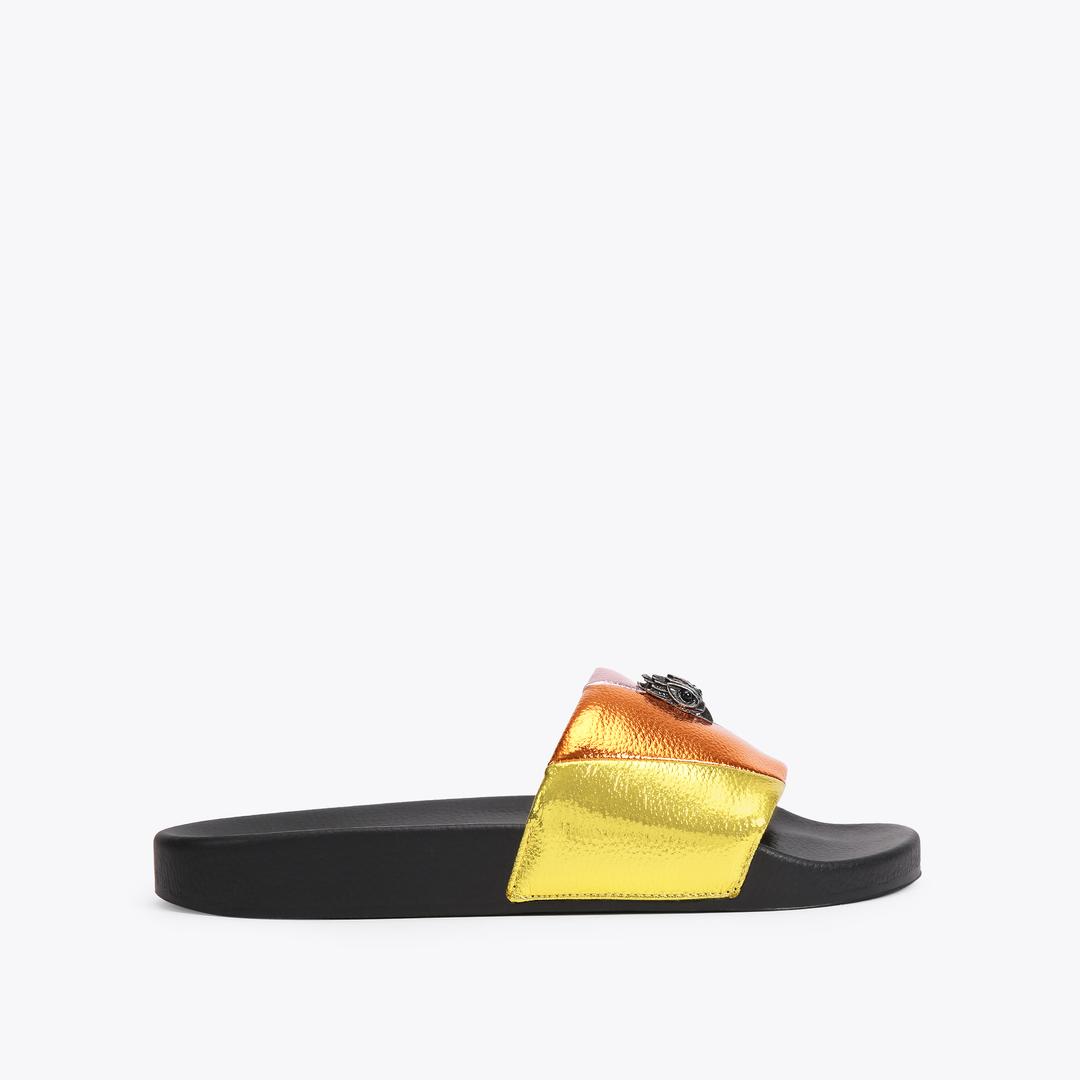 MEENA EAGLE Metallic Stripe Quilt Eagle Sliders by KURT GEIGER LONDON — Kurt Geiger London