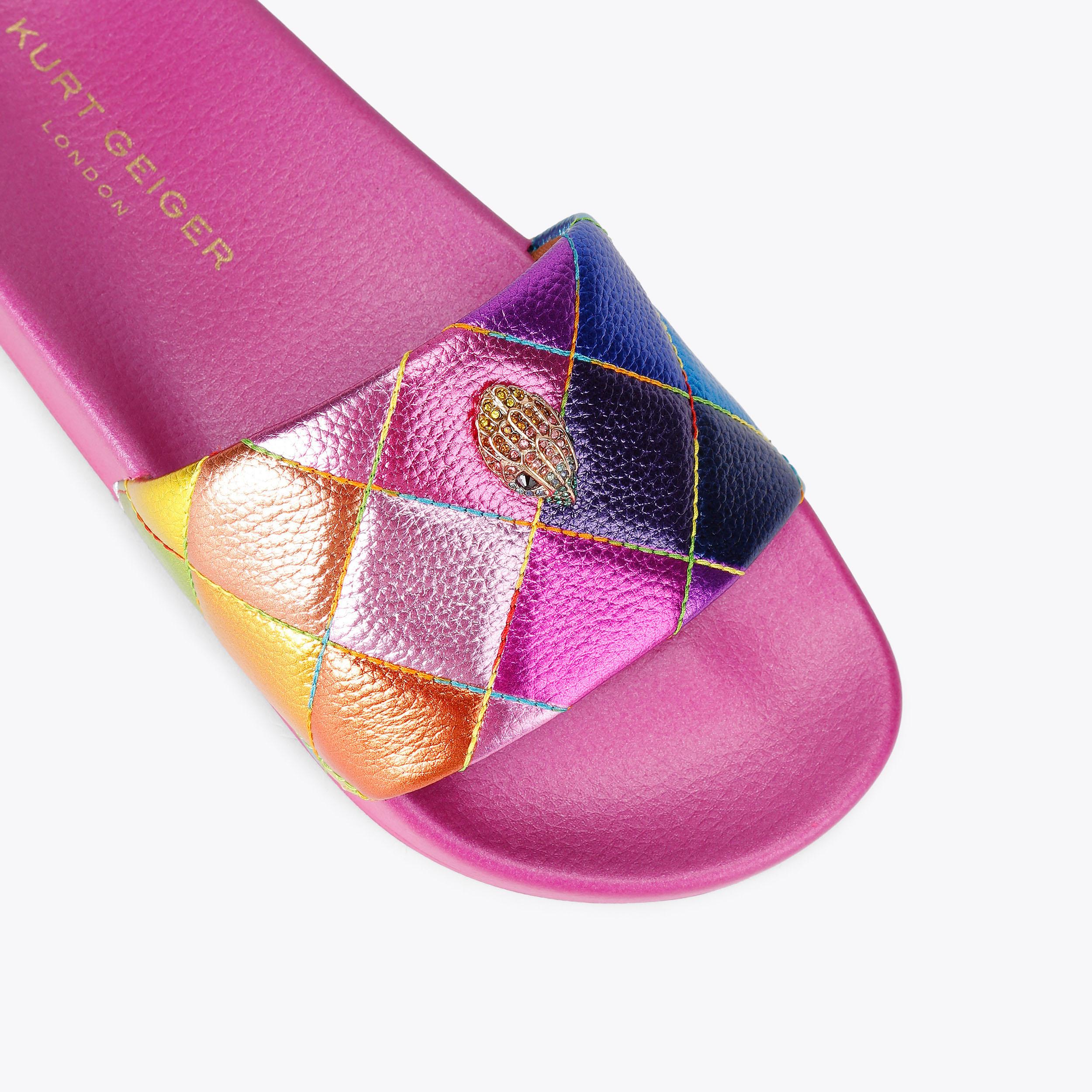 【 】カートジェイガー Meena Eagle Sandal MEENA EAGLE Metallic Stripe Quilt Eagle Sliders by KURT