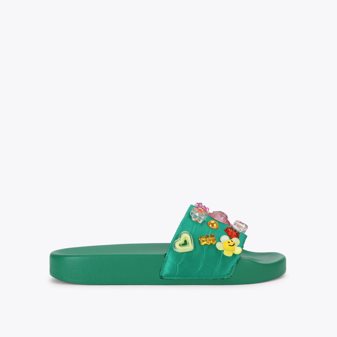 MEENA EAGLE Green Embroiderd Sandal by Kurt Geiger London — Kurt Geiger London