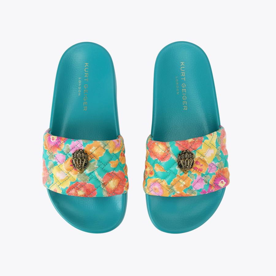 Meena Eagle Blue Floral Slide Sandals | Kurt Geiger