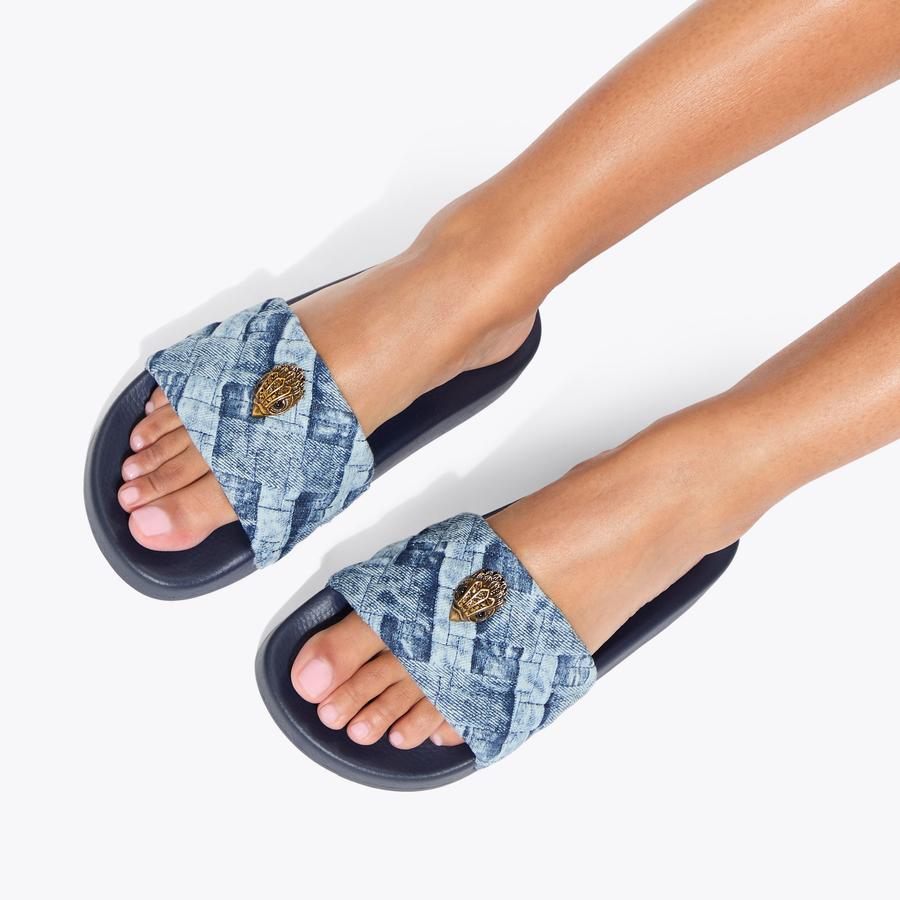 【 】カートジェイガー Meena Eagle Sandal MEENA EAGLE Metallic Stripe Quilt Eagle Sliders by KURT
