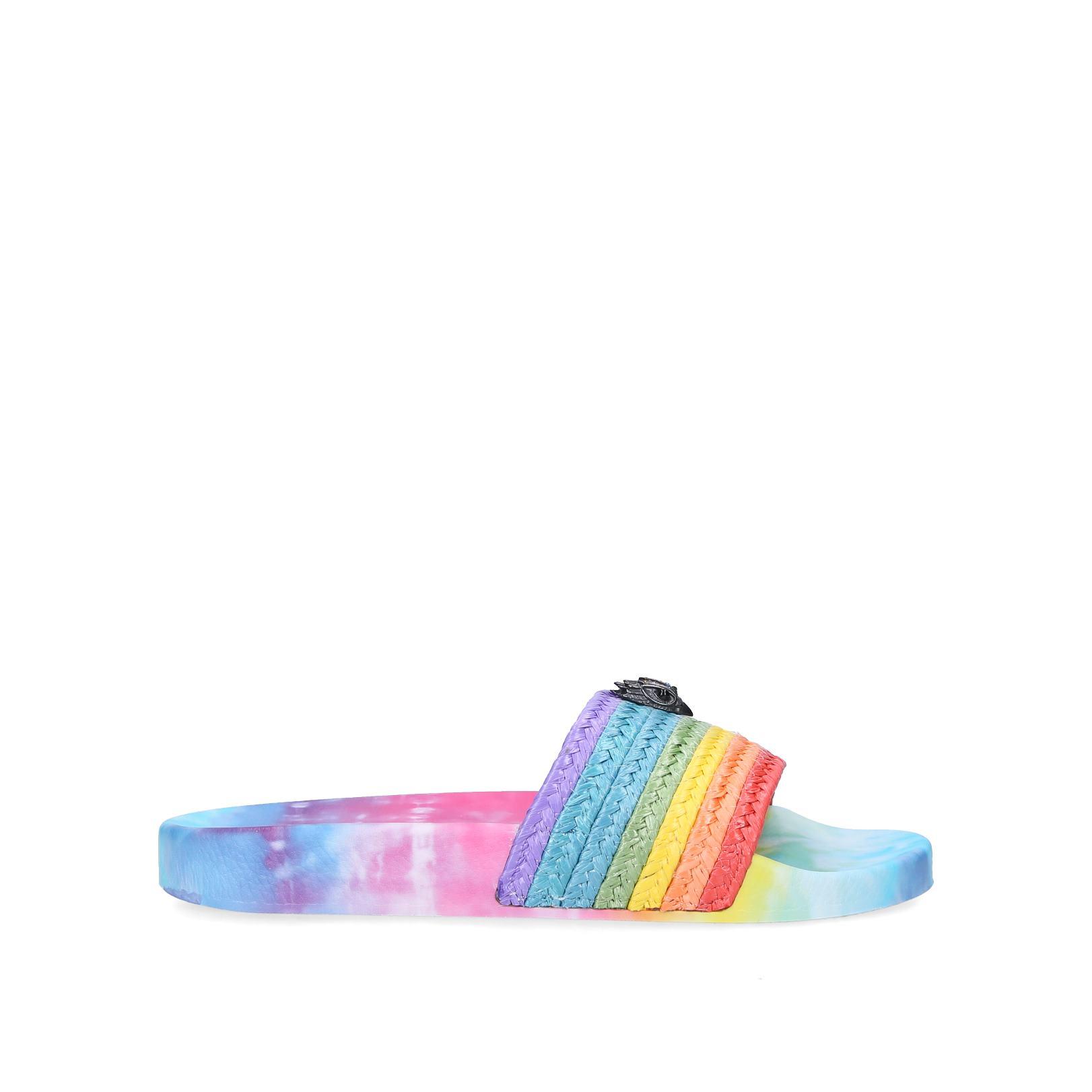 MEENA EAGLE Tie Dye Woven Rainbow Sliders by KURT GEIGER LONDON