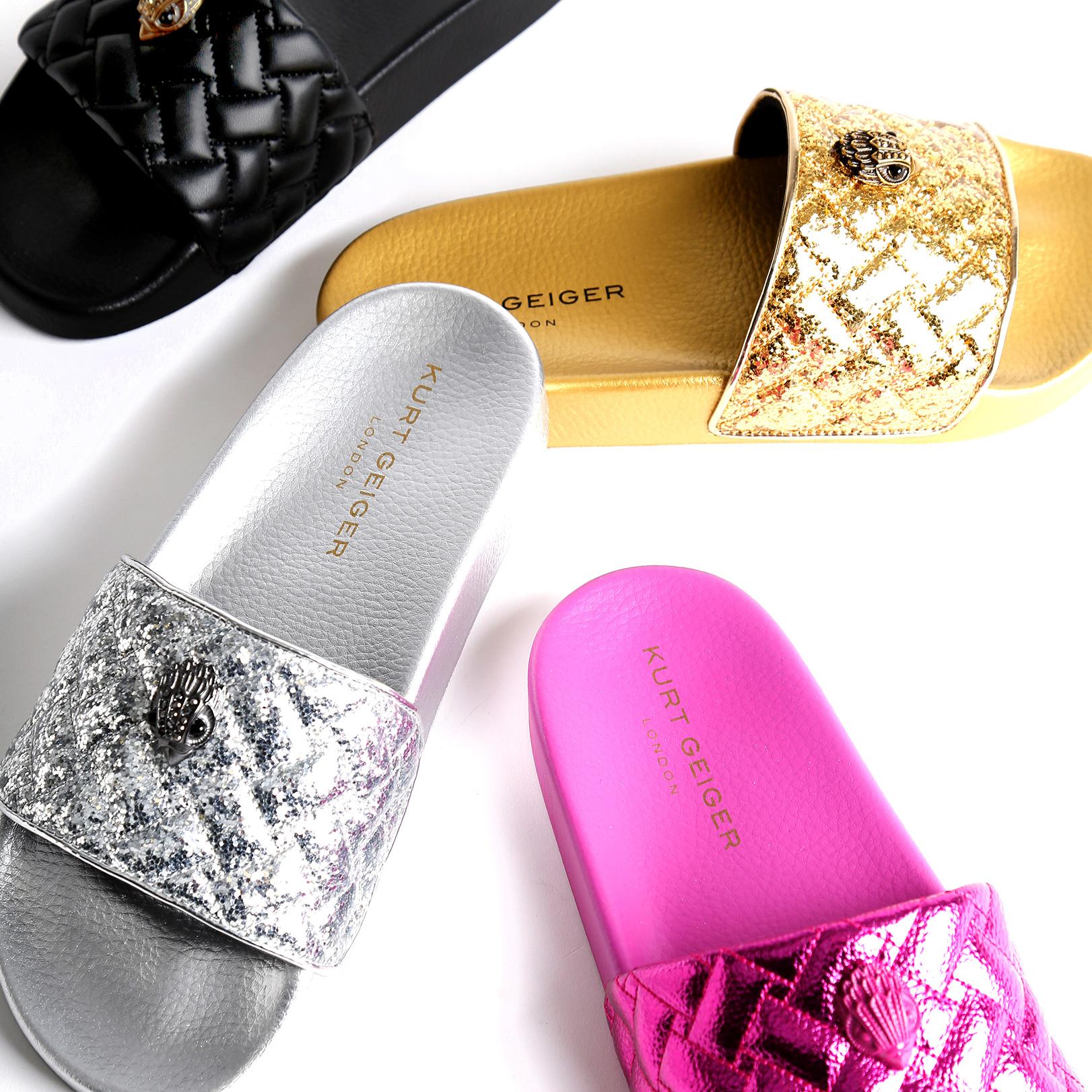 Kurt Geiger London Quilted Tie dye Rainbow Sandal Slides Size Euro 47-US 13 Southbank Flat Sandals Black Rainbow | Kurt Geiger main image 4