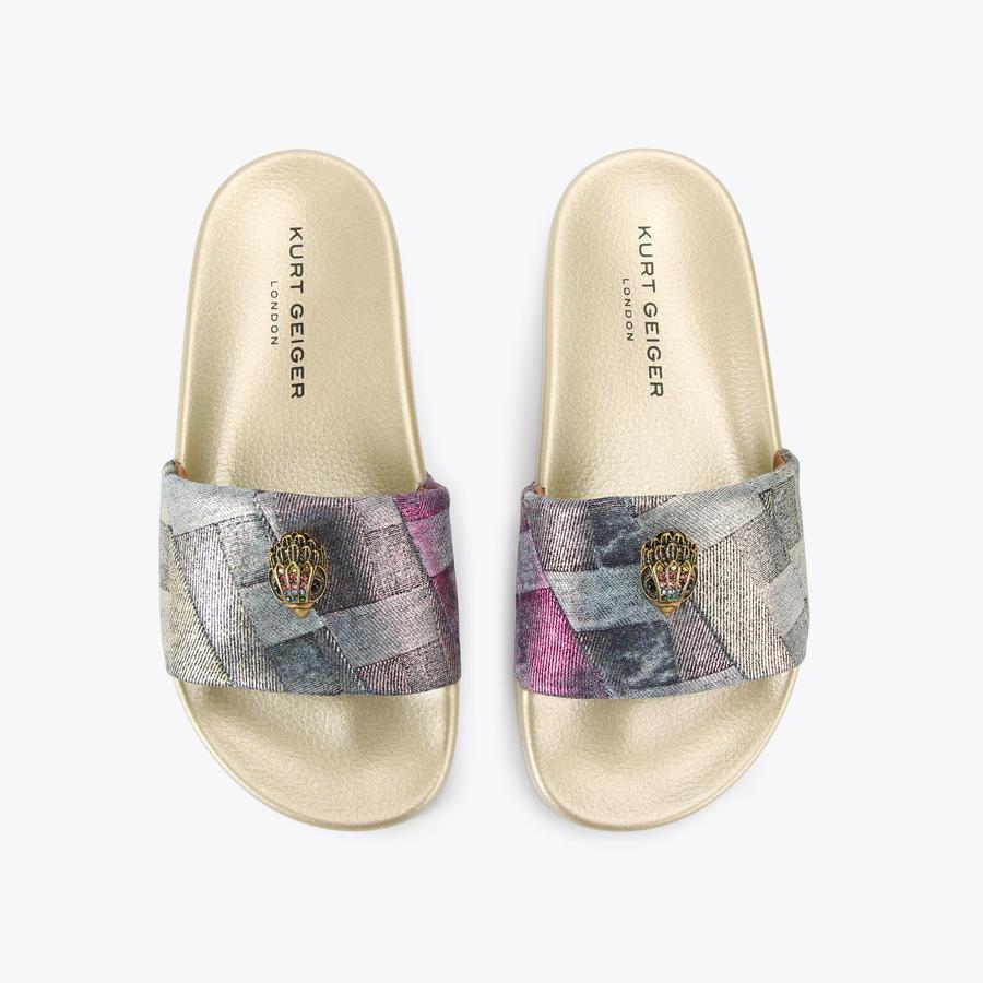MEENA EAGLE Metallic Denim Slip On Sandal by KURT GEIGER LONDON