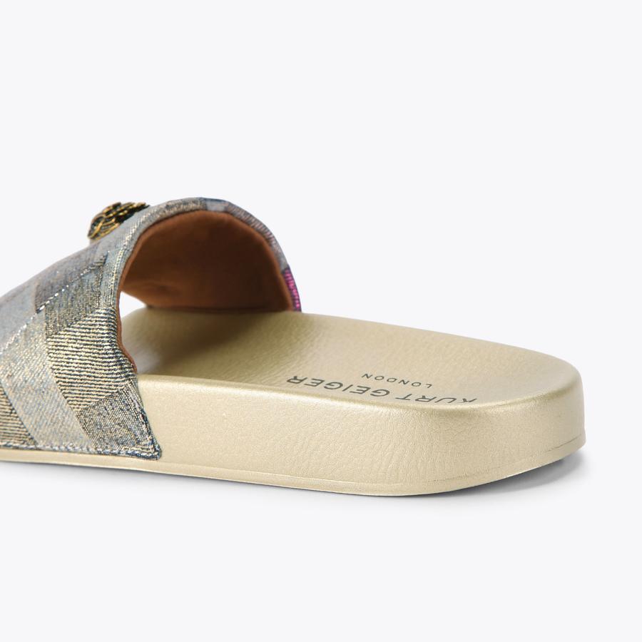 【 】カートジェイガー Meena Eagle Sandal MEENA EAGLE Metallic Stripe Quilt Eagle Sliders by KURT