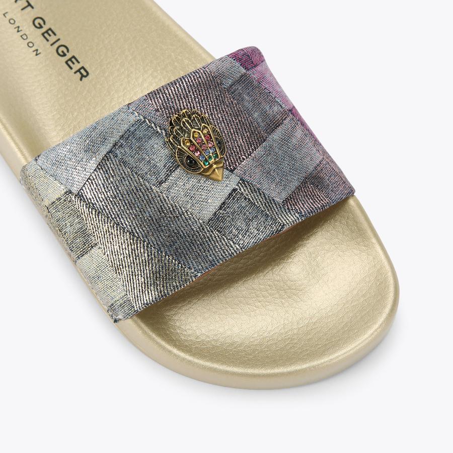 サンダル・ミュール   MEENA EAGLE CASUAL SANDALS MEENA EAGLE Metallic Denim Slip On Sandal by KURT GEIGER LONDON