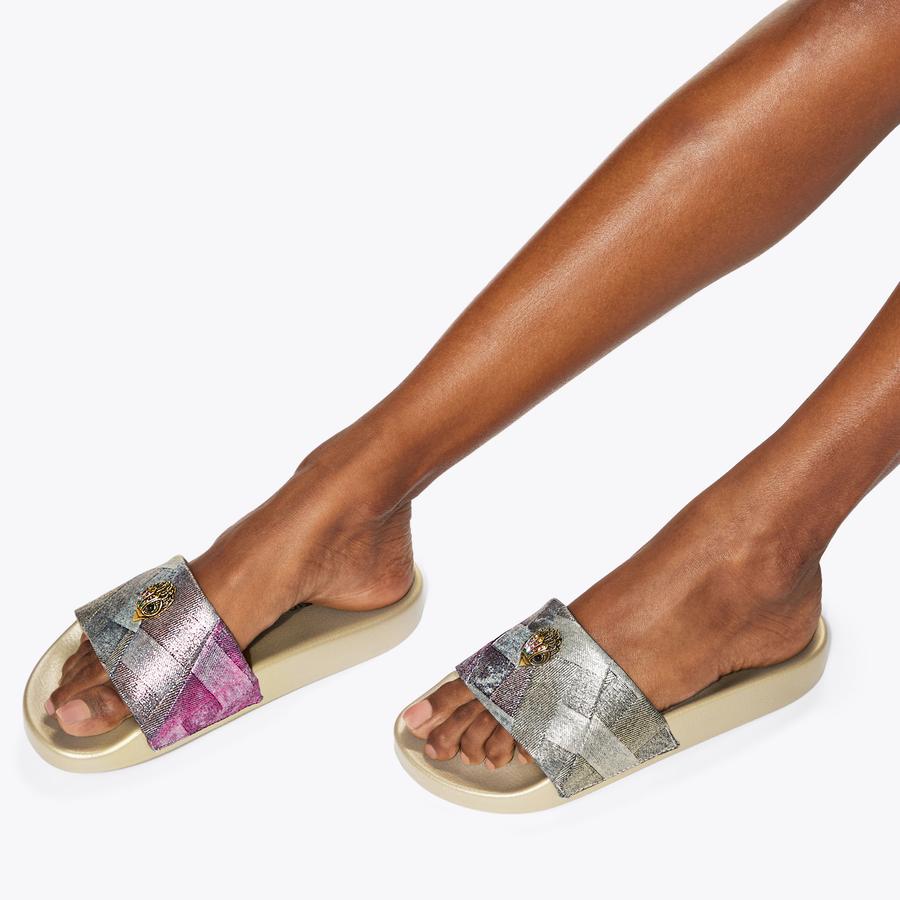 サンダル・ミュール   MEENA EAGLE CASUAL SANDALS MEENA EAGLE Metallic Denim Slip On Sandal by KURT GEIGER LONDON