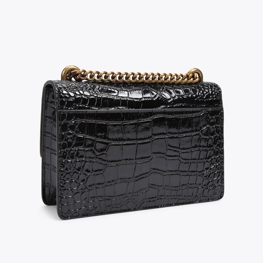 SHOREDITCH SM CROSSBODY Black Croc Print Mini Cross Body Purse by KURT GEIGER LONDON