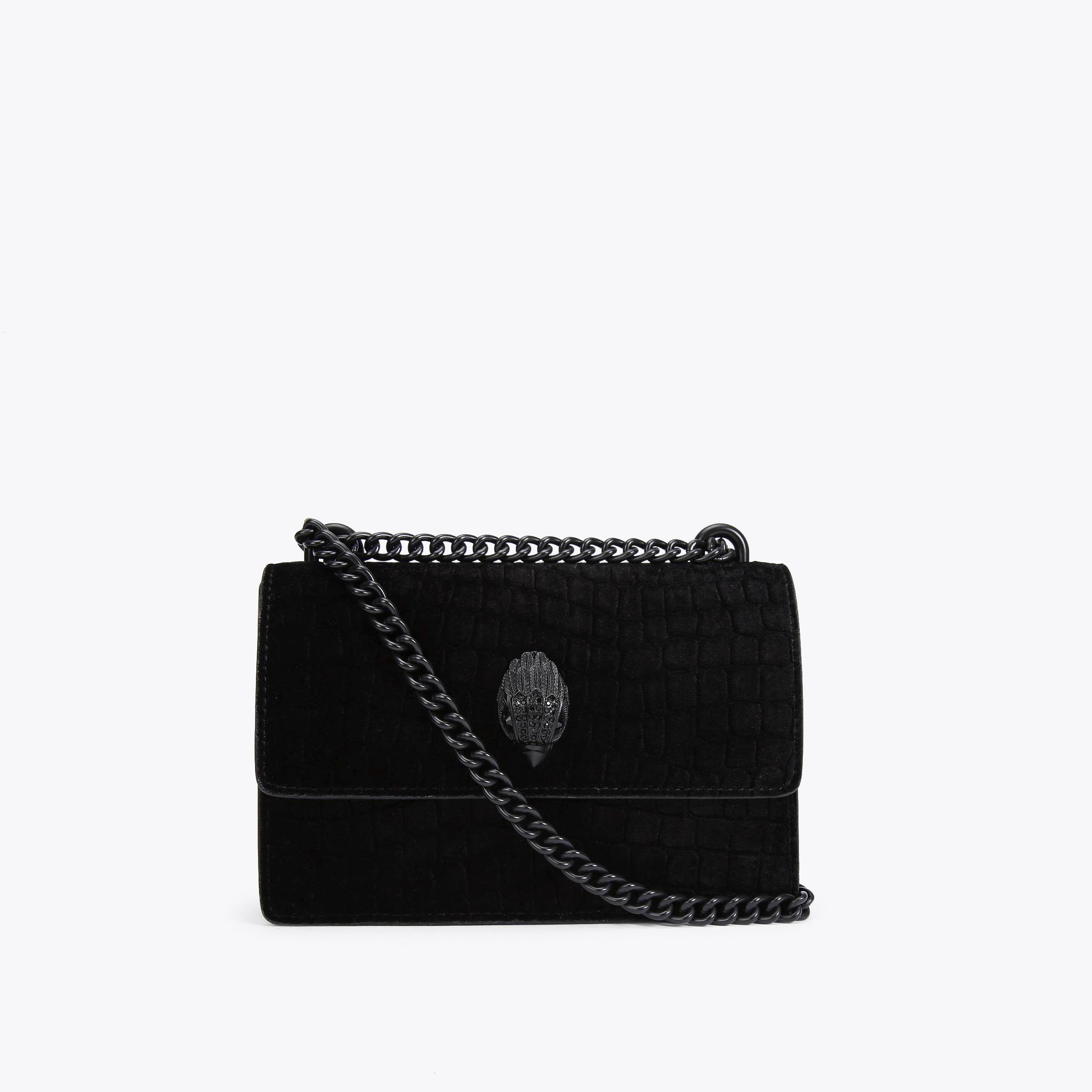 small shoreditch croc embossed velvet crossbody bag kurt geiger london