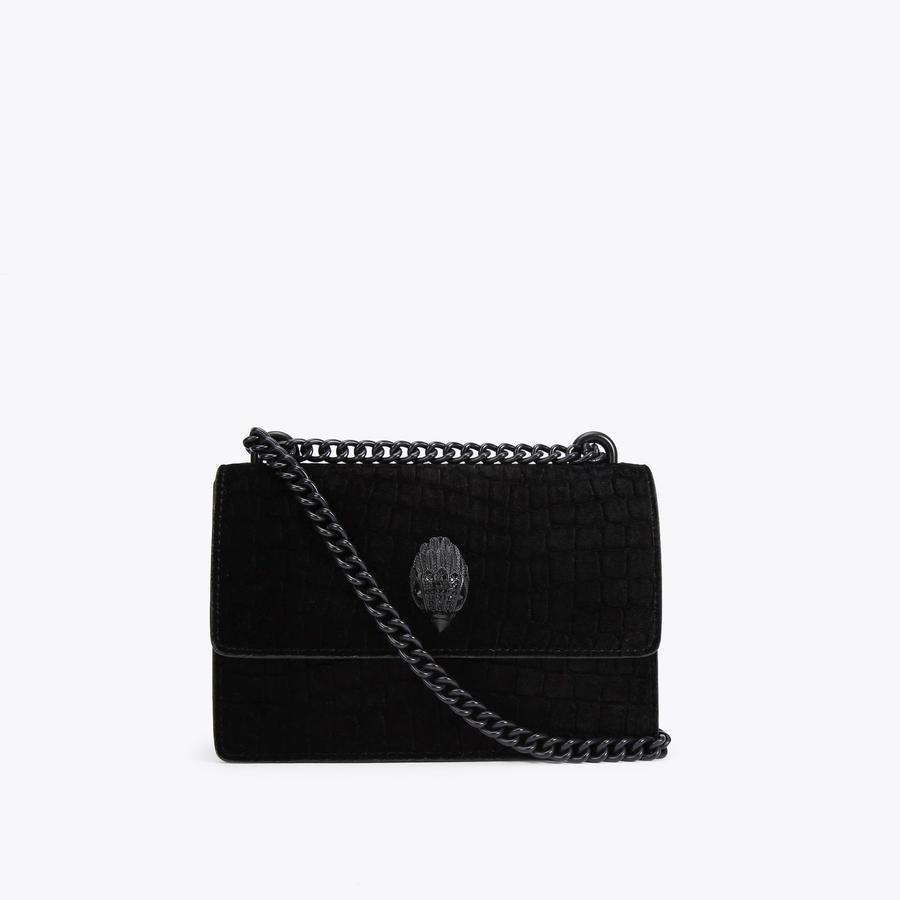SHOREDITCH SM CROSSBODY Black Velvet Croc Embossed Cross Body