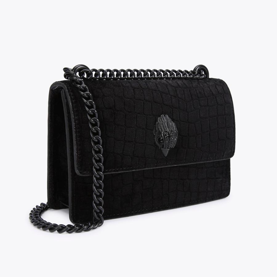 SHOREDITCH SM CROSSBODY Black Velvet Croc Embossed Cross Body