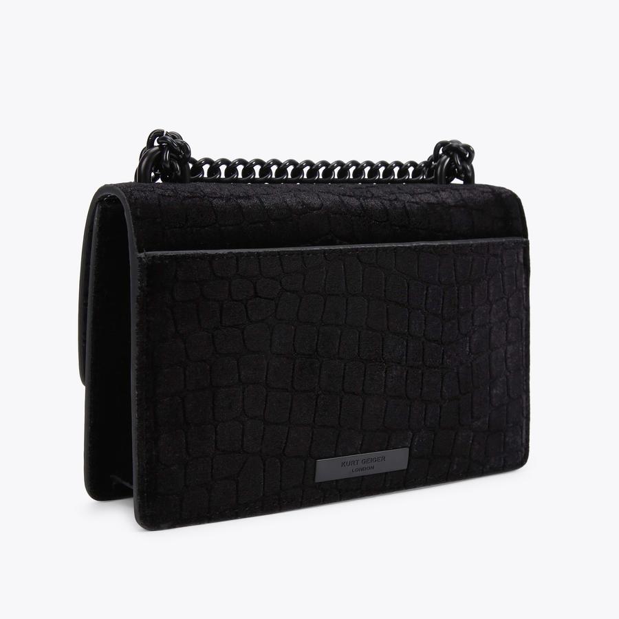 【送料無料】 SHOREDITCH SM CROSSBODY Black Velvet Croc Embossed Cross トップス