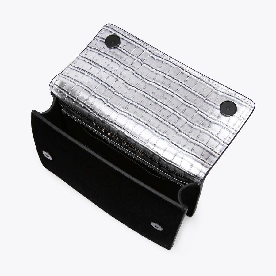 SHOREDITCH SM CROSSBODY Black Velvet Croc Embossed Cross Body