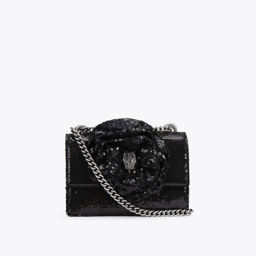 SHOREDITCH SM CROSSBODY Black Sequin Flower Cross Body Bag by KURT