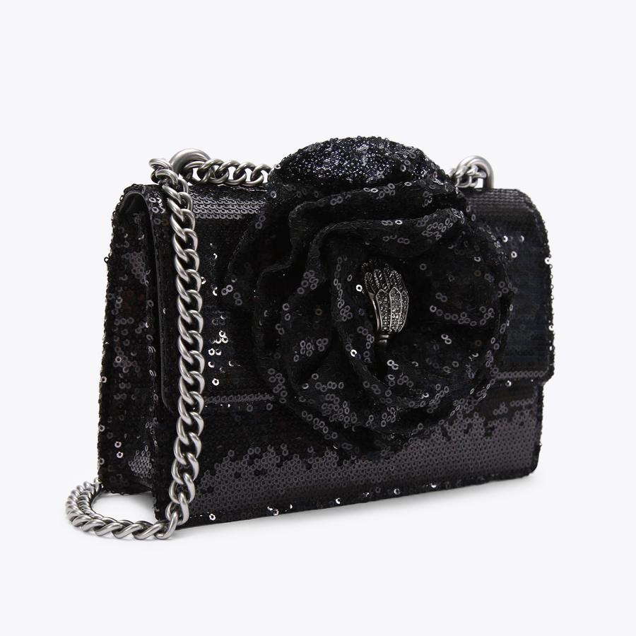 SHOREDITCH SM CROSSBODY Black Sequin Flower Cross Body Bag by KURT