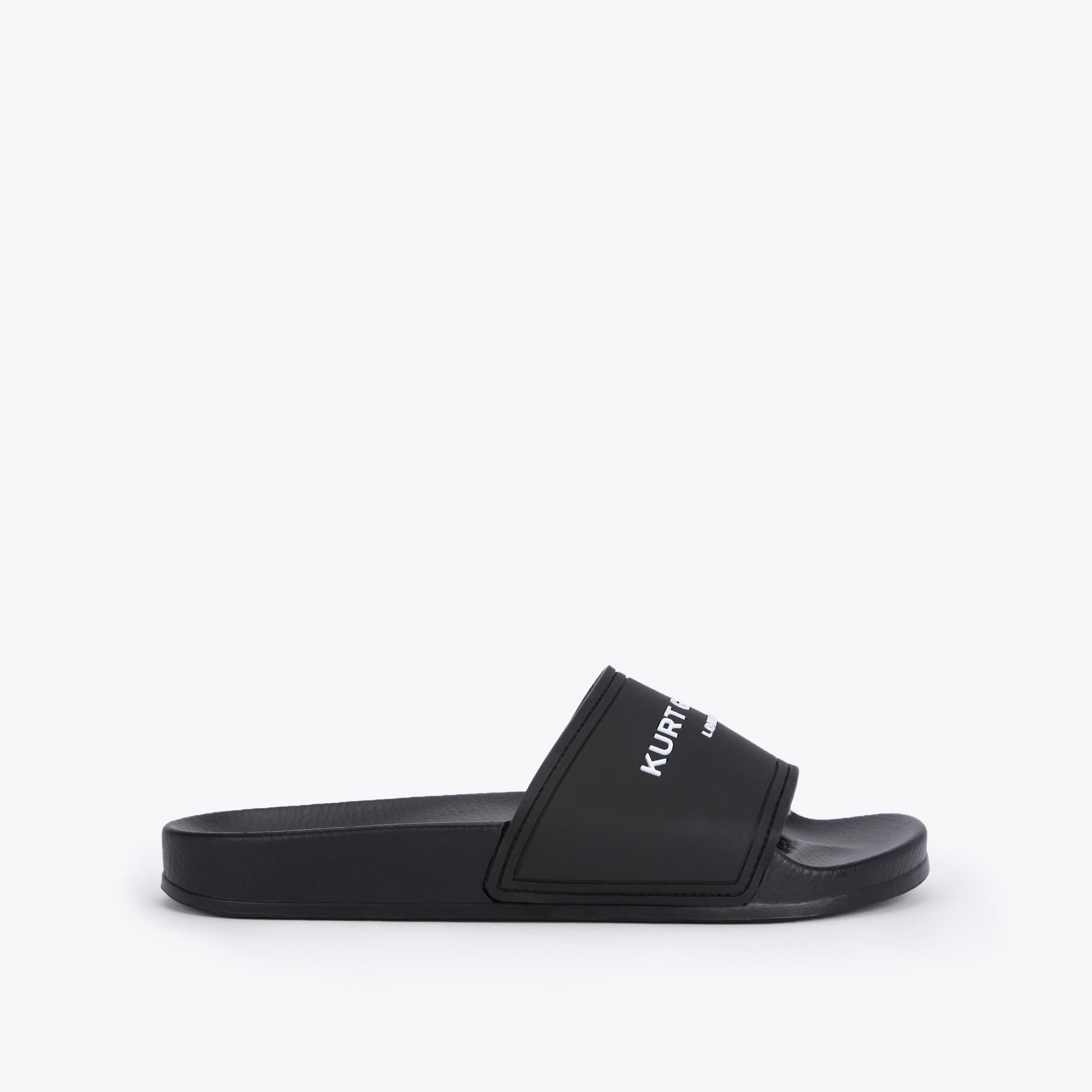【NATIONAL GEOGRAPHIC】クリフSLIDE★送料・関税込★男女共用 MEENA EAGLE DRENCH Black Slide On Sandals by KURT GEIGER LONDON