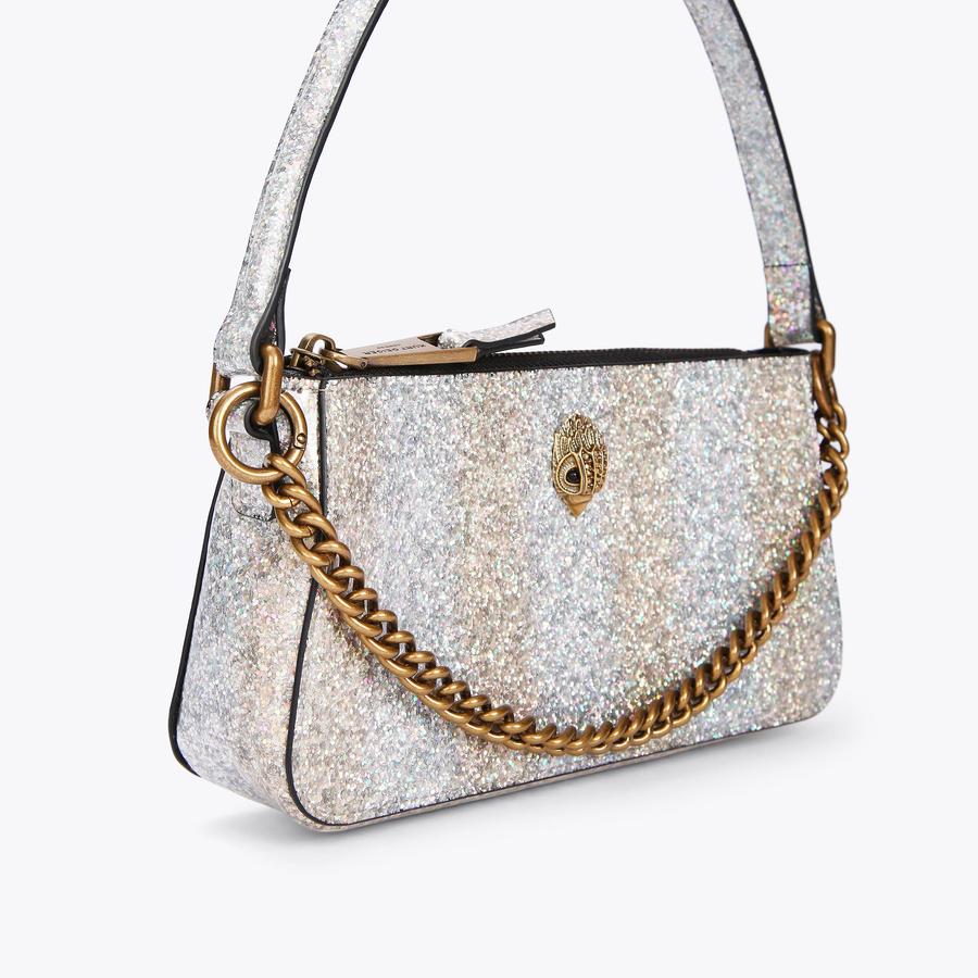 SHOREDITCH POCHETTE Silver Glitter Coated Shoulder Pochette Purse