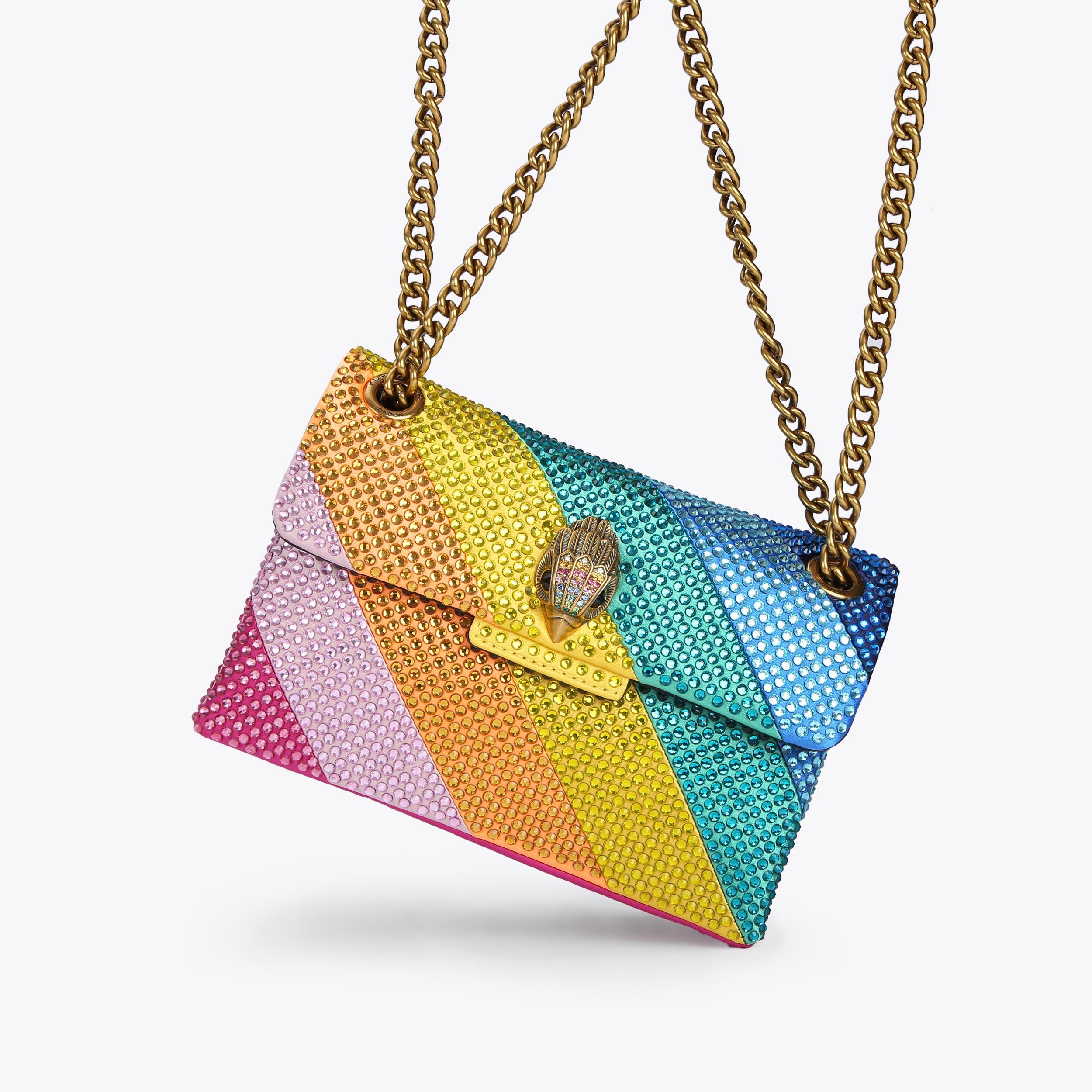 Kurt Geiger high quality Kensington Small Camera Bag NWT Rainbow Stripe Crystal Studded