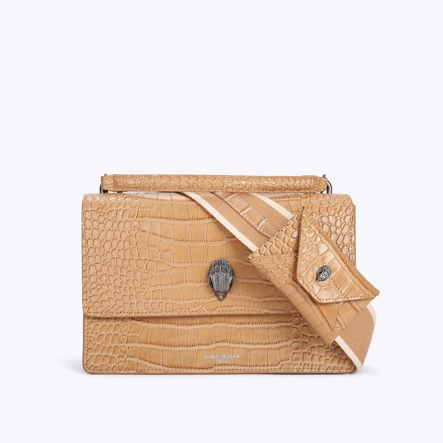 SHOREDITCH 1963 LG BAG H Camel Croc Printed Cross Body Shoreditch