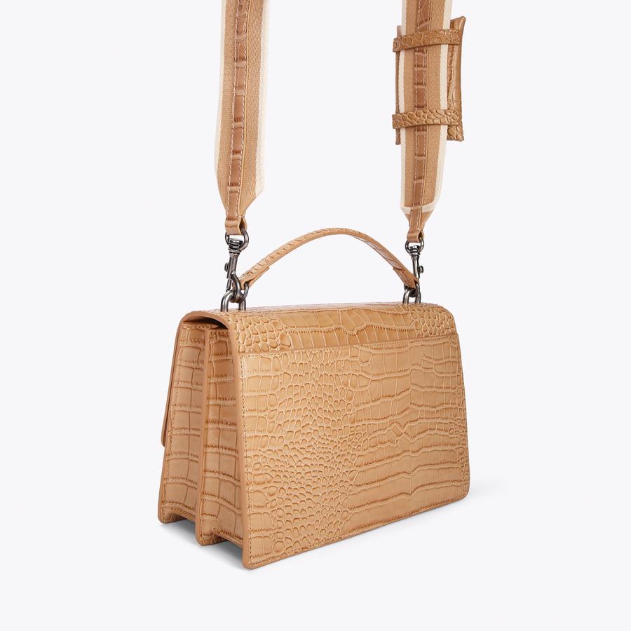 SHOREDITCH 1963 LG BAG H Camel Croc Printed Cross Body Shoreditch