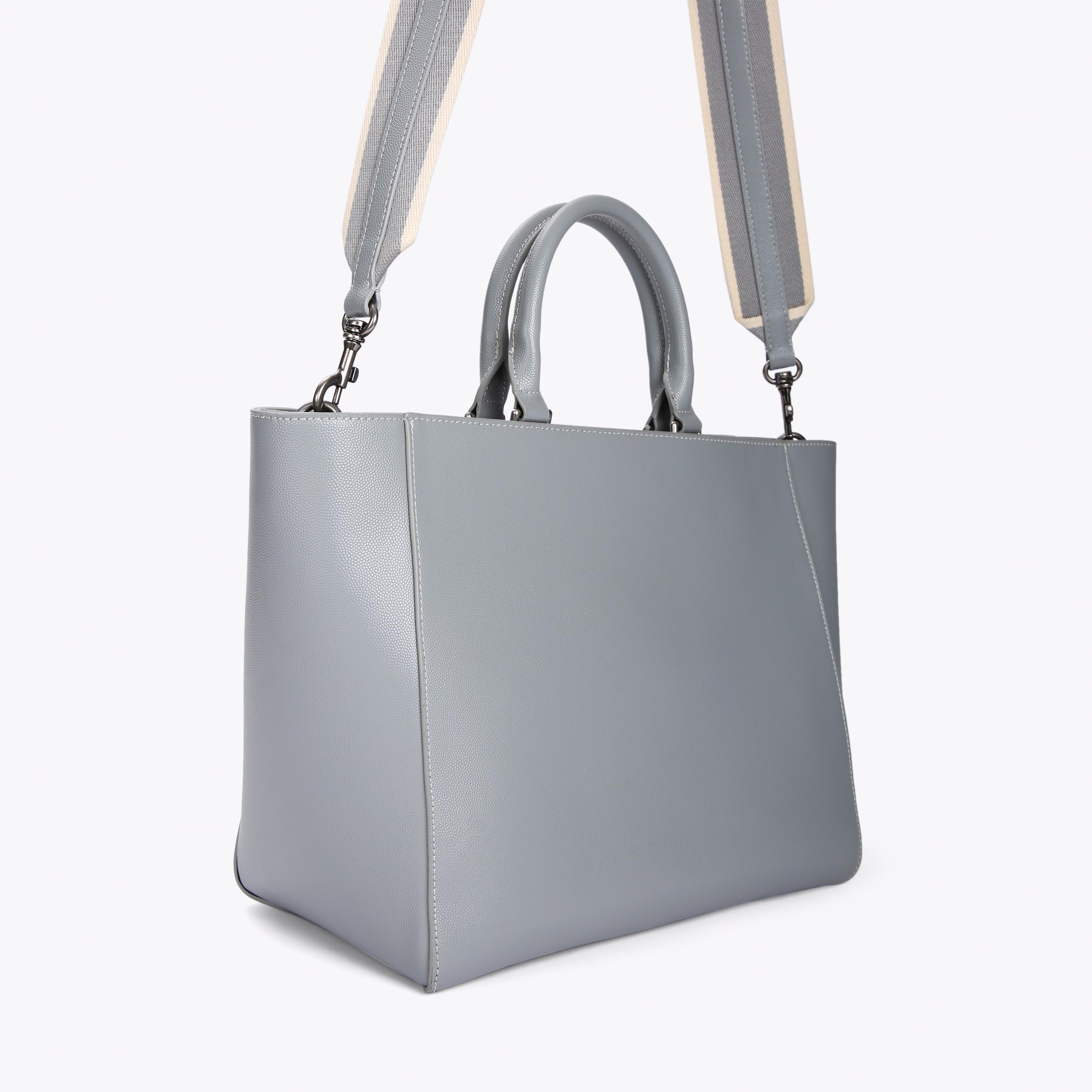 SHOREDITCH SHOPPER Gray Leather Structured Tote Bag by KURT GEIGER