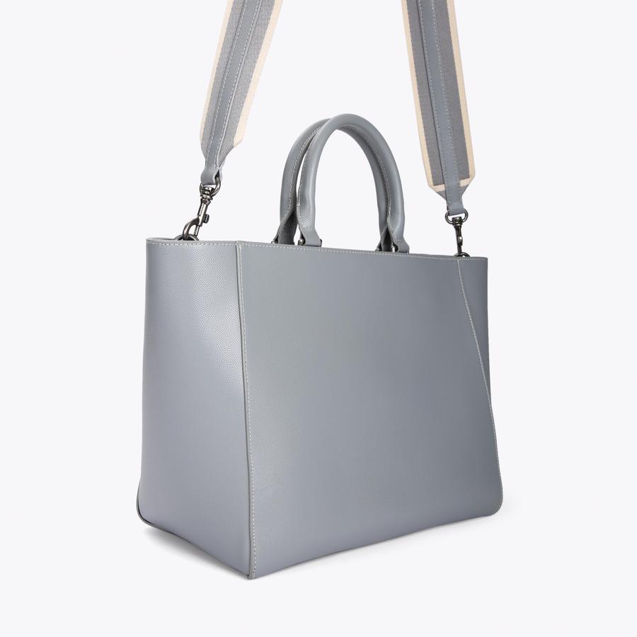 SHOREDITCH SHOPPER Gray Leather Structured Tote Bag by KURT GEIGER